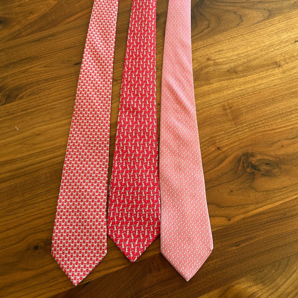 🛍️ Ferragamo Print Silk Ties (Lot of 3)